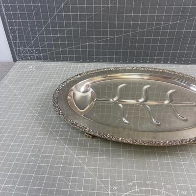 Traditional FOOTED Silver Plated Meat Tray 