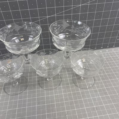 7- Etched Glass Sherbets 