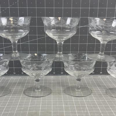 7- Etched Glass Sherbets 