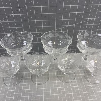 7- Etched Glass Sherbets 