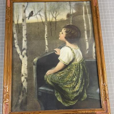 Antique Print, Glass & Frame, Precious!!! 