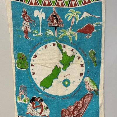 vintage NEW ZEALAND SOUVENIR TOWEL 1950s 