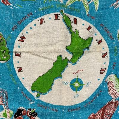vintage NEW ZEALAND SOUVENIR TOWEL 1950s 