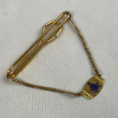 vintage FREEMASON MASONIC TIE BAR & CHAIN GF 