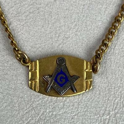 vintage FREEMASON MASONIC TIE BAR & CHAIN GF 