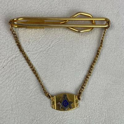 vintage FREEMASON MASONIC TIE BAR & CHAIN GF 
