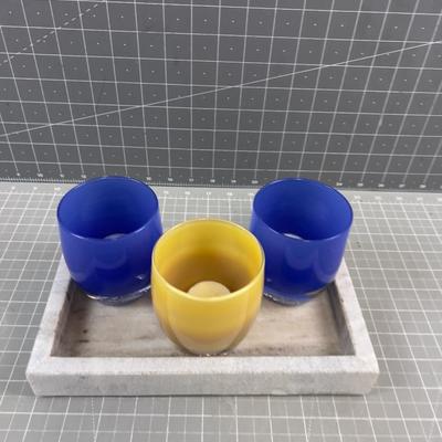 Cool little Tray with Votive Candles on it