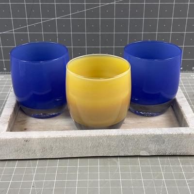 Cool little Tray with Votive Candles on it