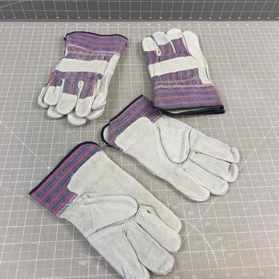 3 Pair of Leather Work Gloves 
