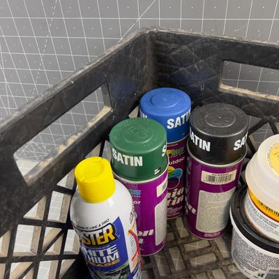 Crate full of Garage Fluids 