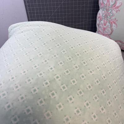 2 Large Embroidered Pillows Mint and Pink