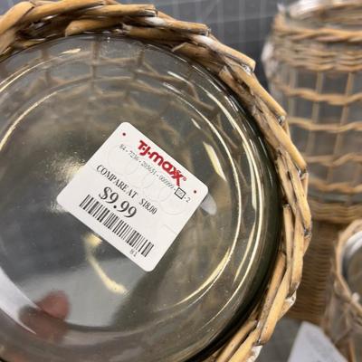 Wicker & Glass Planters Or Containers 