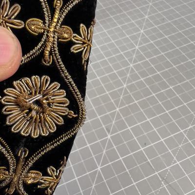 Embroidered Gold Thread Clutch and Belt 