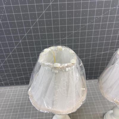 Pair of NEW Night Table Lamps, Small White