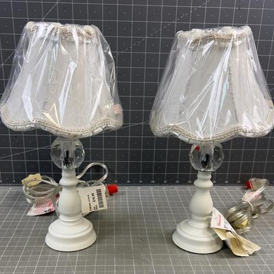 Pair of NEW Night Table Lamps, Small White