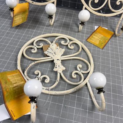 Metal and Ceramic Towel Hooks, (3) New 
