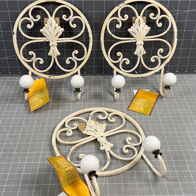 Metal and Ceramic Towel Hooks, (3) New 