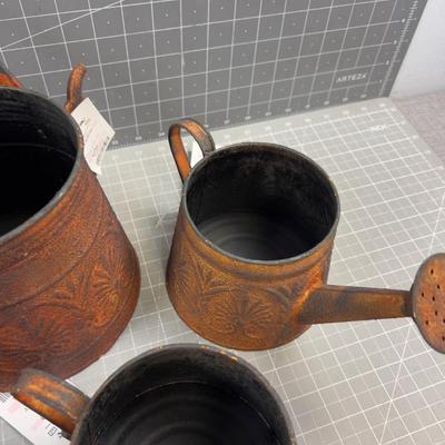 3 Watering Cans - Rustic Look All New