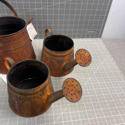 3 Watering Cans - Rustic Look All New