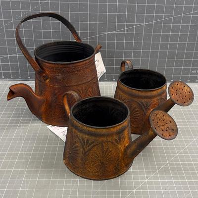 3 Watering Cans - Rustic Look All New