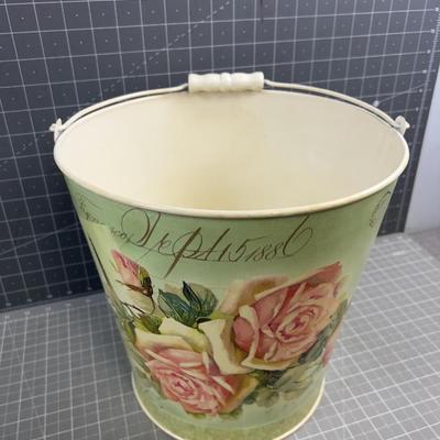 Beautiful Flower Metal Bucket