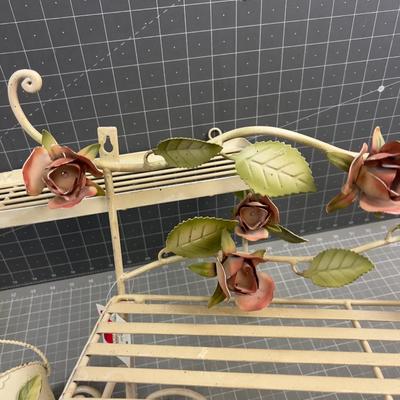 Metal Wall Shelf with Rose Motif (3) 