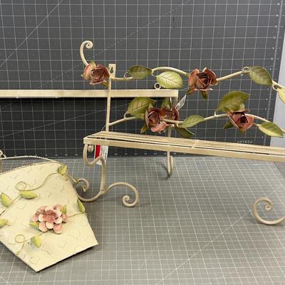Metal Wall Shelf with Rose Motif (3) 