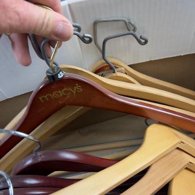 Box full of WOOD Hangers 