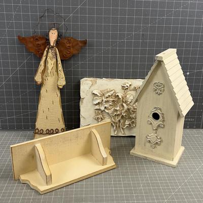 Rustic Décor: (4) Birdhouse, Angel, Etc.