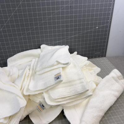 Giant Lot of White Washcloths, Approx 30 