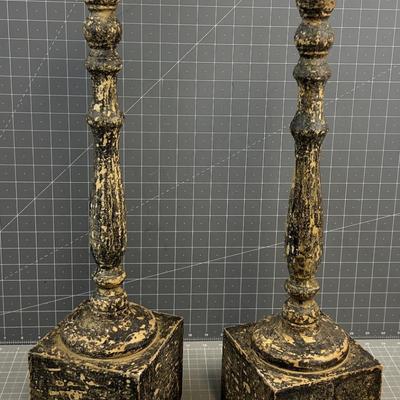 RUSTIC Design 24" Tall Candle Sticks, Wood