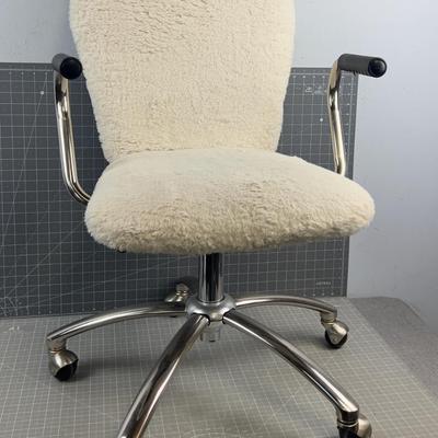 White Furry Adjustable Desk Chair
