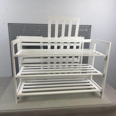 2 White Shoe Racks 