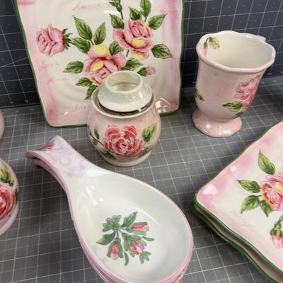 Rosey Dishes & Accessories, New 