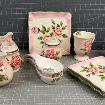 Rosey Dishes & Accessories, New 