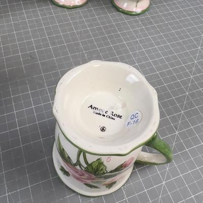 6 Rose Mugs, 2 Styles, NEW 