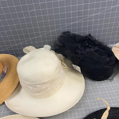8 Vintage Hats Mostly Straw