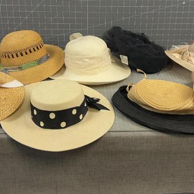 8 Vintage Hats Mostly Straw