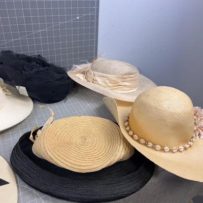 8 Vintage Hats Mostly Straw