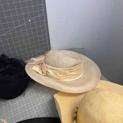 8 Vintage Hats Mostly Straw