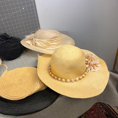 8 Vintage Hats Mostly Straw