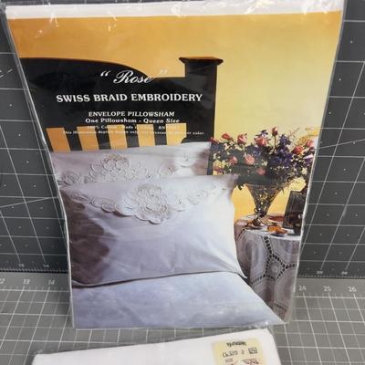 Swiss Braid Embroidery NEW Pillow SHAMS 