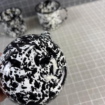 3 Pieces of Black & White Graniteware