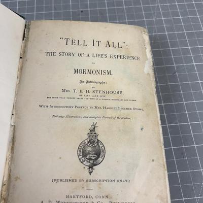 lds TELL IT ALL WOMAN'S LIFE IN POLYGAMY 1876 STENHOUSE 1s EDlds TELL IT ALL WOMAN'S LIFE IN POLYGAMY 1876 STENHOUSE 1s ED