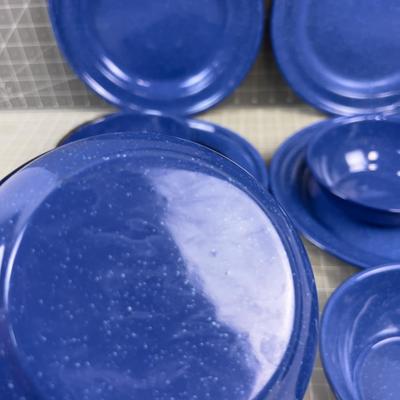 Blue Granite Ware Enamel Dishes 