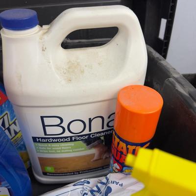 Tub Full of Household Cleaning Products 