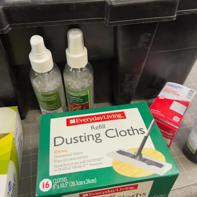 Tub Full of Household Cleaning Products 