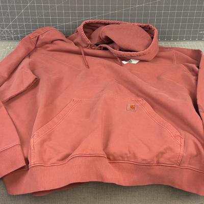 Carhartt 2 XL Hoodie, Logo, Brick Color  New with FLAWS 