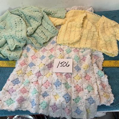 Baby Afghan and Sweaters