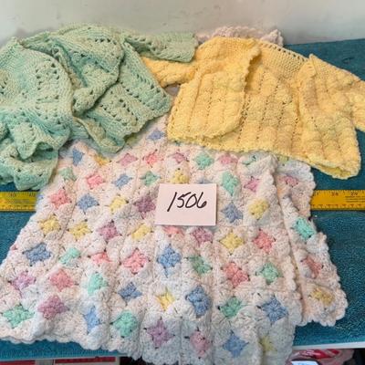 Baby Afghan and Sweaters